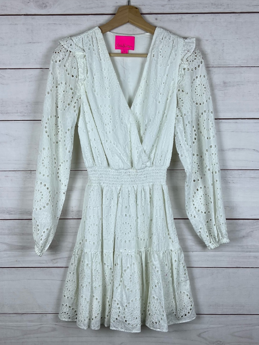 Lilly Pulitzer Taviana Dress in Resort White Circle Bloom Eyelet Size 0 $278